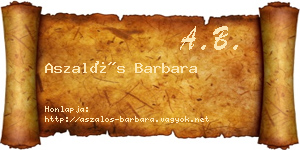 Aszalós Barbara névjegykártya