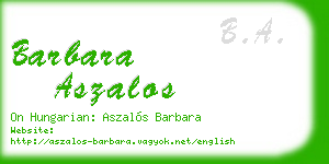 barbara aszalos business card